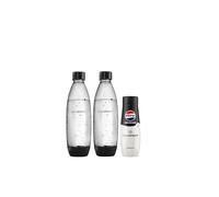 sodastream - Lot de 2 Bouteilles réutilisables 1L sans BPA, lavables au Lave-Vaisselle + 1 concentré Pepsi Zéro 440ml