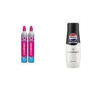Sodastream Lot de 2 Recharges de gaz supplémentaire 60L Quick Connect à clipser + 1 Concentré Pepsi Zéro Sucres