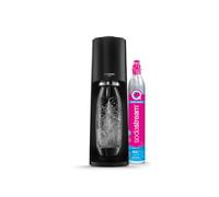 SodaStream Machine à eau gazeuse Terra, avec bouteille d'eau réutilisable sans BPA de 1 litre pour gazéification et bouteille de gaz CO2 à connexion rapide de 60 litres - Noir