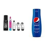Sodastream Pack avec Machine à Eau Pétillante et Soda Terra Noire, 1 Bouteille + Sodastream Concentré Pepsi - 100% du Goût Original - Avec Bouchon Doseur - 440 ml