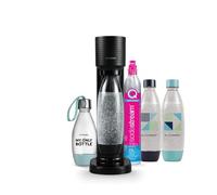 sodastream Pack de Gaia Machine à Eau Pétillante | Pack 3 Bouteilles 1L + 1 Bouteille 0,5L Compatibles Lave-Vaisselle + 1 Recharge de Gaz 60L à Clipser | Noire