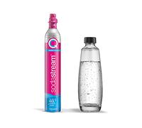 SodaStream Pack de réserve QC avec 1 Cylindre de CO2 Quick Connect, rendement : 60 l et 1 Bouteille en Verre de 1 l, Rose, 27,5 x 16 x 44 cm