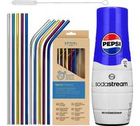 Sodastream Pepsi Sirop 440ml avec Spinel Kit de pailles en métal 10 pièces
