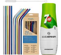Sodastream Sirup 7up Zero 440ml Spinel Set de pailles en acier inoxydable 10 pièces