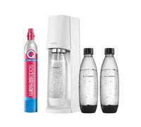 SodaStream Terra 1100447490 Machine à gazéifier l'eau avec Cylindre de CO2 et 3 Bouteilles en Plastique de 1 l lavables au Lave-Vaisselle Blanc Hauteur 44 cm