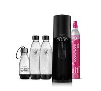 Sodastream Terra - Machine à eau pétillante avec système CO₂ Quick Connect, cylindre de gaz 60L et 2 bouteilles 1L + 1 bouteille 0,5L sans BPA inclus, noire