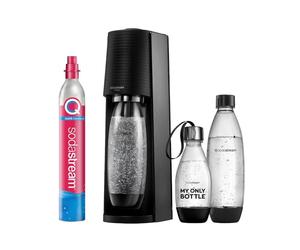Sodastream Terra - Machine à eau pétillante avec système CO₂ Quick Connect, cylindre de gaz 60L et 2 bouteilles 1L + 1 bouteille 0,5L sans BPA inclus, noire