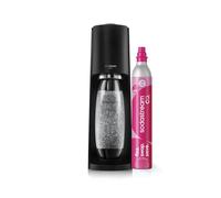 Sodastream Terra Machine à Eau Pétillante et Soda | Pack 1 Bouteille 1L Compatible Lave-Vaisselle + 1 Recharge de Gaz 60L à Clipser | Noire