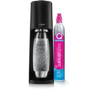 sodastream Terra Machine à Eau Pétillante et Soda | Pack 1 Bouteille 1L Finition Acier Inoxydable Compatible Lave-Vaisselle + 1 Recharge de Gaz 60L à Clipser | Noire, Noir