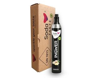SodaTASTE Cylindre de CO2 avec arôme de gingembre naturel + 425 g d'acide carbonique alimentaire pour jusqu'à 60 l avec CO2 biogène d'Allemagne centrale sans sucre ni édulcorant