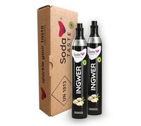 SodaTASTE Lot de 2 cylindres de CO2 (recharge) pour machine à gazéifier avec arôme naturel de gingembre, sans sirop, sans sucre (attention : 2 cylindres vides requis)