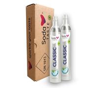 SodaTASTE Lot de 2 cylindres de CO2 (recharge) pour machine à gazéifier classique, pour jusqu'à 120 l d'eau gazeuse (attention : 2 cylindres vides nécessaires)