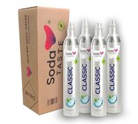 SodaTASTE Lot de 4 cylindres de CO2 (cylindres de réserve) pour machine à gazéifier l'eau, Classic, pour jusqu'à 240 l d'eau pétillante