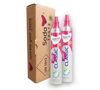 SodaTASTE Quick Classic Lot de 2 cylindres en CO2 pour aérateurs avec système Quick Connect pour eau friisée jusqu'à 120 l (attention: cylindre vide nécessaire)