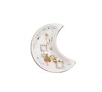 Soddeph Small Moon Plateau à bijoux en céramique décoratif moderne pour salle de bain, table de chevet, table d'entrée, coiffeuse (1, blanc)