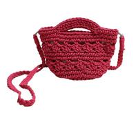 sodeber 2024 Sac à bandoulière tissé en coton pour vacances, plage, tendance, creux pour fille et femme, voyage polyvalent, Rose Rouge Hp, Medium