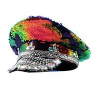 sodeber Bejeweled Chapeau de capitaine à paillettes et cristaux pour discothèque, cocktail, fête, vacances