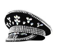 sodeber Bejeweled Chapeau de capitaine en cristaux pour discothèque, cocktail, vacances, paillettes