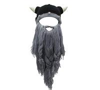sodeber Bonnet en corne de barbe tricoté pour adulte amusant Halloween Cosplay Ski Barbare Vagabond Vintage Hiver Bonnet