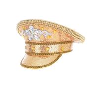sodeber Chapeau bleu marine à strass pour femme mariage mariée paillettes sergent paillettes fête d'anniversaire capitaine