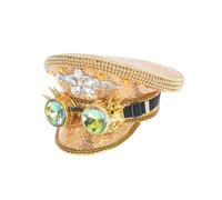 sodeber Chapeau bleu marine à strass pour femme mariage mariée paillettes sergent paillettes fête d'anniversaire capitaine