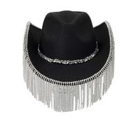 sodeber Chapeau de cowboy étincelant avec glands en cristal sauvage pour enterrement de vie de jeune fille, discothèque, acteur