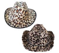 sodeber Chapeau de cowboy rétro Western All-Match Trendy Bassin Large Bord pour Soleil Outdoor Randonnée Camping, Bonnet léopard C, M