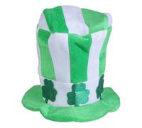 sodeber Chapeau de leprechaun pour homme et femme - Costume de patricks - Haut rayé vert avec trèfle - Fête de vacances