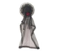 sodeber Chapeau de mariée en dentelle noire - Petit chapeau gothique Halloween - Accessoires pour cheveux