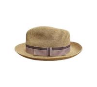 sodeber Chapeau de paille tressé fait à la main pour déguisement, fête, plage, Sangle marron B, M
