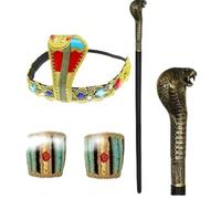 sodeber Chapeau de pharaon Cosplay Coiffe Sceptres Couvre-chef pour fille Halloween Serpent égyptien