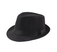 sodeber Chapeau Fedoras à bord court de couleur unie classique pour la plage des années 1920, accessoire de costume pour homme et femme, Noir BK., M