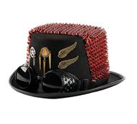 sodeber Chapeau haut-de-forme à rivets d'Halloween avec accents d'âge industriel Coser Lunettes Design Anniversaire Petite amie Petit ami Gothique