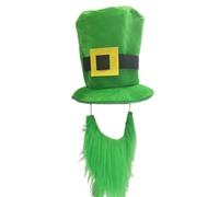 sodeber Chapeau vert avec barbe sur le thème du festival de la StPatrick - Haut trèfle avec nœud papillon irlandais