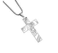 sodeber Collier à breloques crucifix en métal fait à la main - Unisexe - Style religieux juif, M, Métal, Pas de gemme