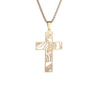 sodeber Collier à breloques crucifix en métal fait à la main - Unisexe - Style religieux juif, M, Métal, Pas de gemme
