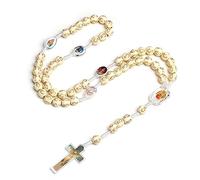 sodeber Collier chapelet en chaîne de perles avec pendentif croix, chapelet simple en croix catholique pour catholique, chrétien, religieux, plastique, perles uniques, durables et durables