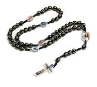 sodeber Collier chapelet en chaîne de perles avec pendentif croix, chapelet simple en croix catholique pour catholique, chrétien, religieux, plastique, perles uniques, durables et durables