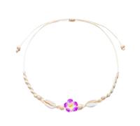sodeber Collier de coquillages de fleurs réglable tissé à la main, perles naturelles en argile douce, chaîne de cou, bijoux pour femmes, collier de coquillages tissés à la main, non conformiste