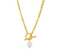 sodeber Collier de perles d ' eau douce baroques modernes chaîne réglable en acier inoxydable 316L plaqué or 18 carats bijoux pour femmes Double chaîne Collier de perles baroques