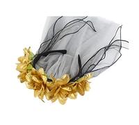 sodeber Couronne de fleurs artificielles pour Halloween, bandeau en maille, ruban, voile, festival animé, bandeau à cheveux Day of the Dead