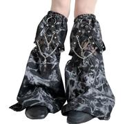 sodeber Couvre-jambes Évasés En Punk, Avec Œillets, Chaîne De Sangle En PU