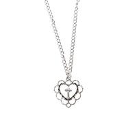 sodeber Crucifix Charm Pendentif Collier Coeur Amour Crucifix Chaîne Bijoux | Filigree Design Gothic Jewelry Vintage Chok Hollow Heart Necklaces for Women
