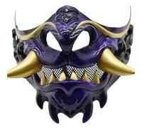 sodeber Demi-visage de diable samouraïs pour Halloween, carnaval, bal masqué japonais pour cosplay