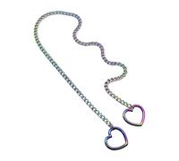 sodeber Élégant collier long bijoux mode Lariat double cœur pendentif collier ras du cou chaîne glissante accessoires