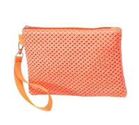 sodeber Élégant sac à main en paille tissée à la main pour femme - Petite enveloppe de couleur unie - Avec dragonne, Orange ou, Medium