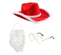 sodeber Ensemble chapeau de cowboy de Noël, lunettes et mouchoir pour accessoires photo, jeu de rôle d'Halloween
