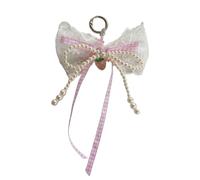 sodeber Faux perles dentelle bowknot charme sac tissu vichy et fraises design tendance femme, M, Tissu imitation perle, Pas de gemme
