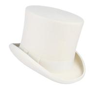 sodeber Fedora - Chapeau Haut-de-Forme Blanc à Bord Court, Chapeau de Magicien, pour Petit ami, père, Oncle, Casquette décontractée, Bandes Fedora