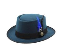 sodeber Fedora Chapeaux panama à large bord pour homme et femme avec ceinture et laine de couleur unie pour adulte, Bleu paon PB, M